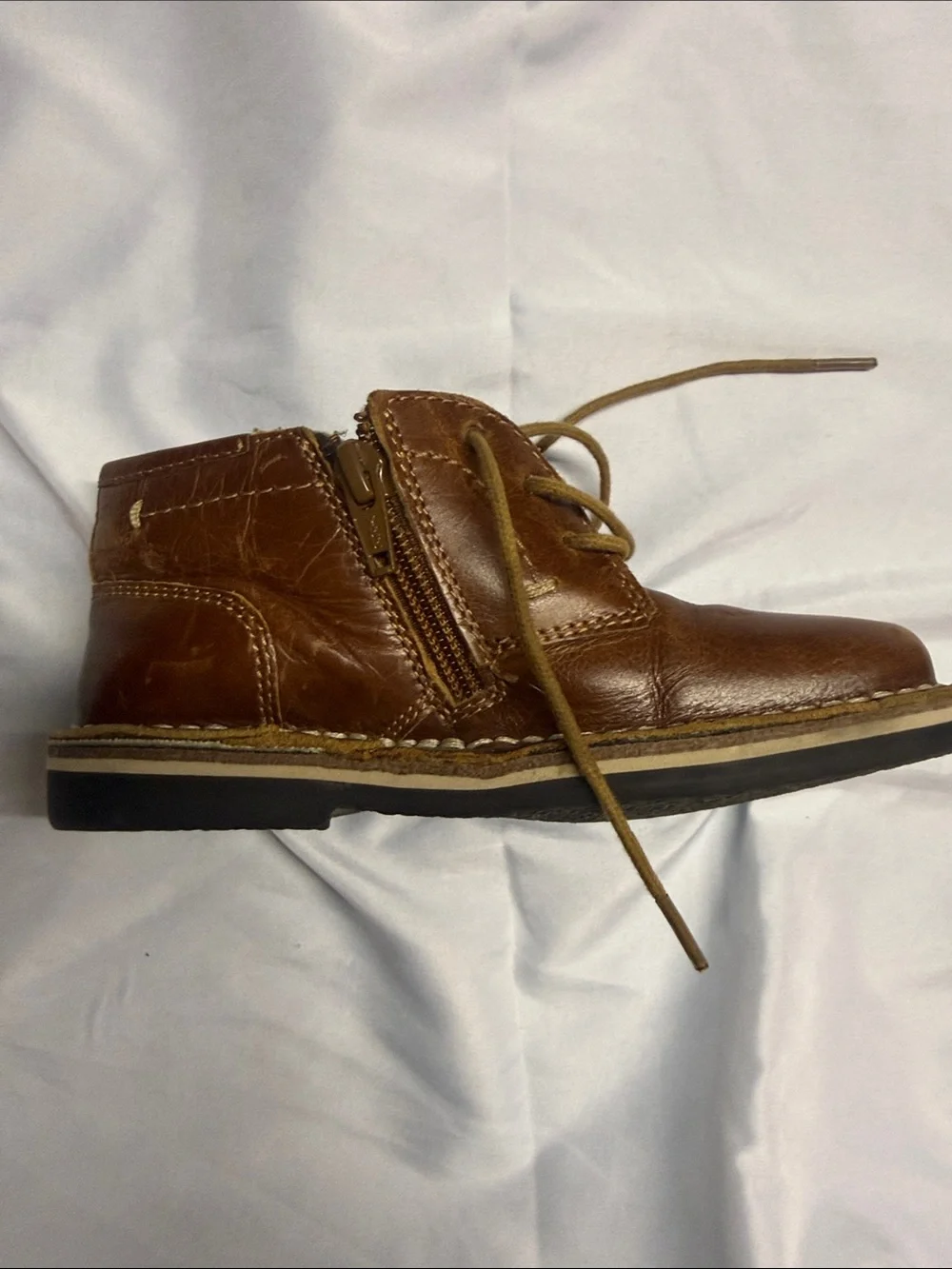 Steve Madden Kids Chestnut Brown Leather Lace-Up Ankle Boots